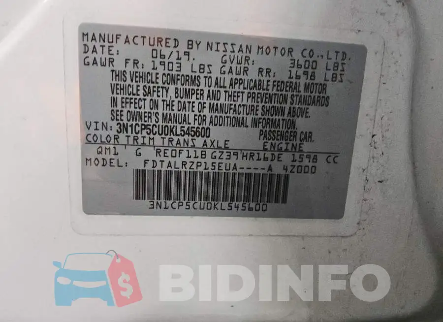 3N1CP5CU0KL545600 Photo# 12