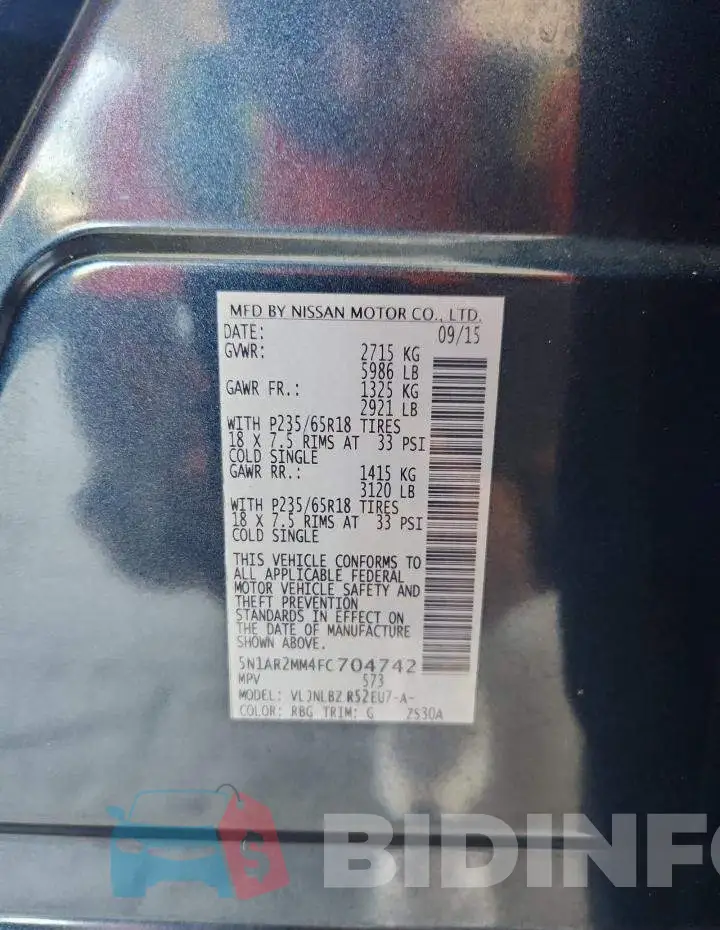 5N1AR2MM4FC704742 Photo# 13
