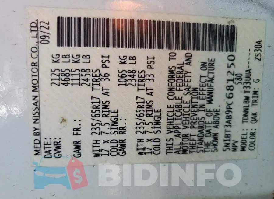 5N1BT3AB9PC681250 Photo# 12