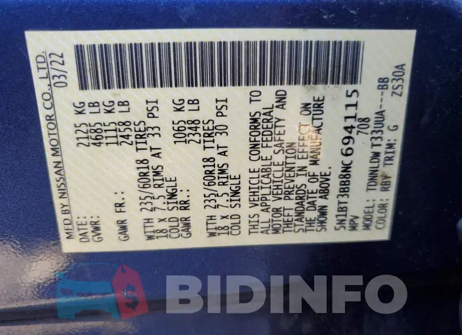 5N1BT3BB8NC694115 Photo# 13