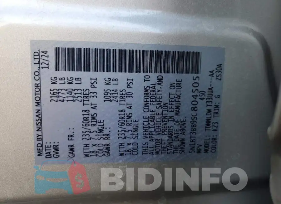5N1BT3BB9SC804505 Photo# 13
