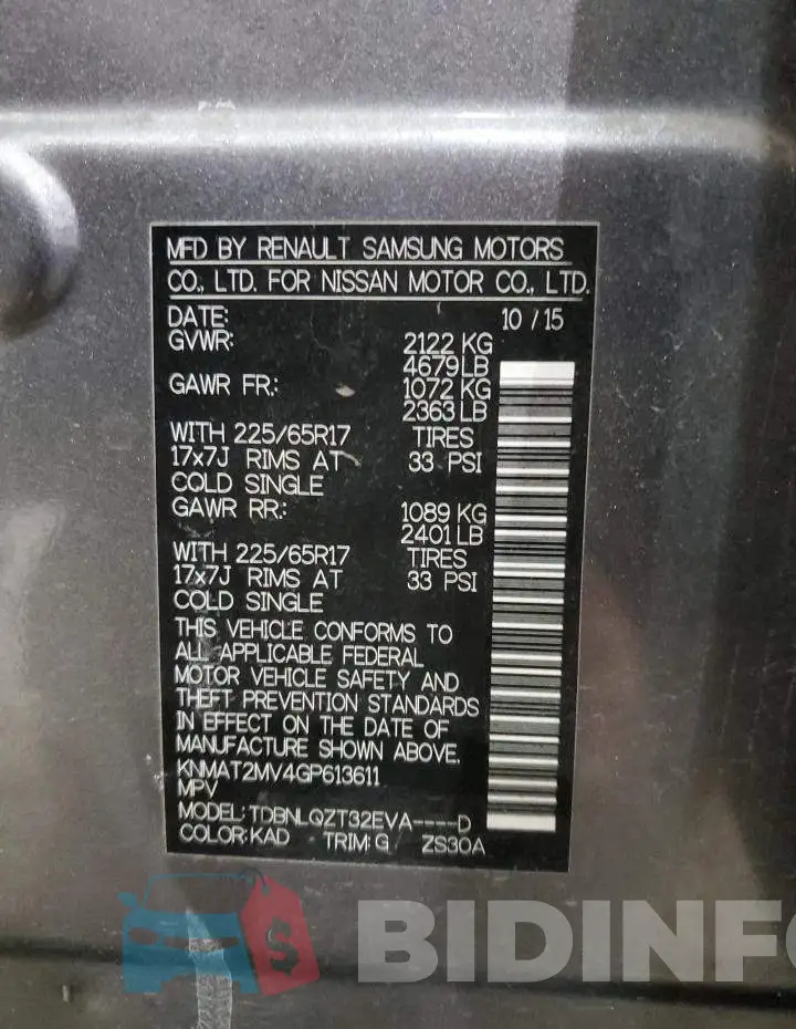 KNMAT2MV4GP613611 Photo# 13
