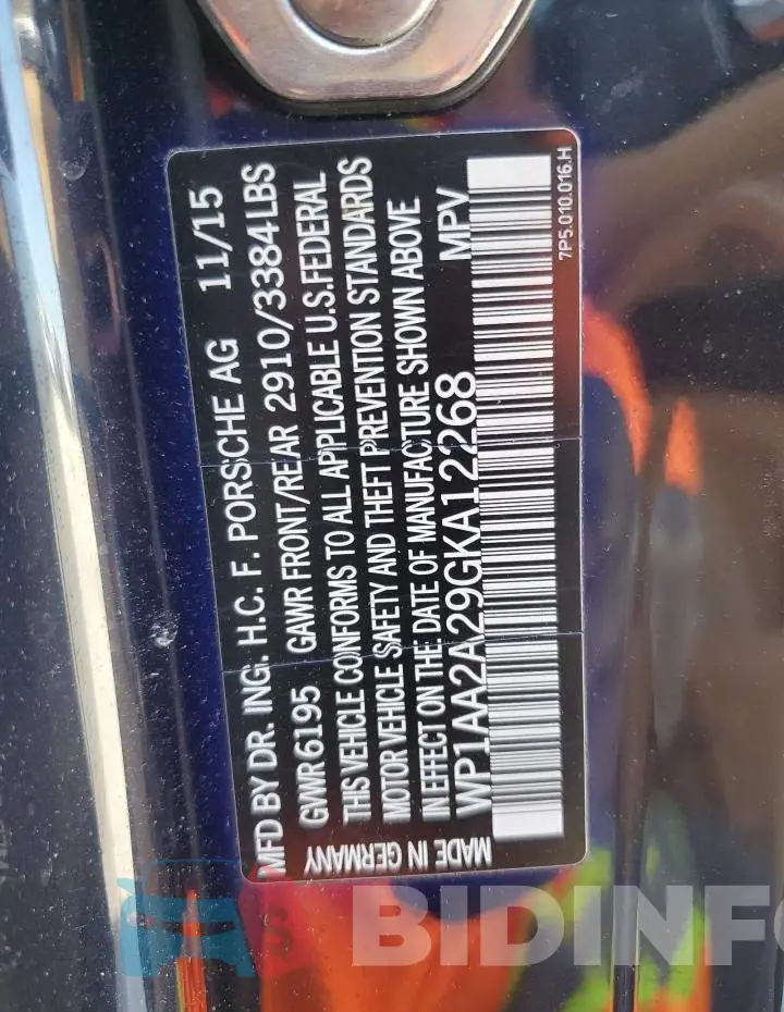 WP1AA2A29GKA12268 Photo# 12