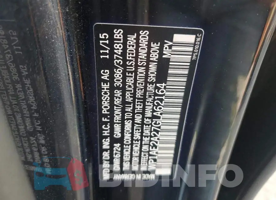 WP1AE2A27GLA62164 Photo# 13