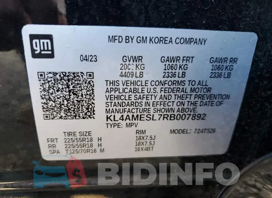 KL4AMESL7RB007892 Photo# 13