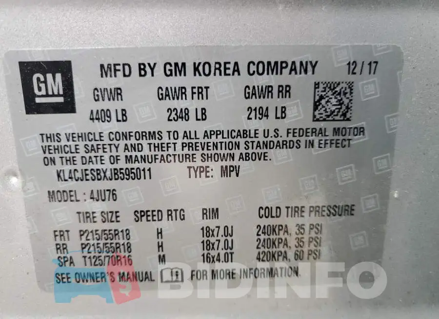 KL4CJESBXJB595011 Photo# 13