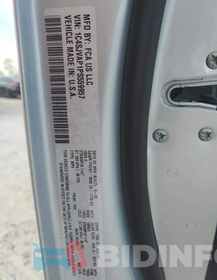 1C4SJVAP1PS559957 Photo# 14