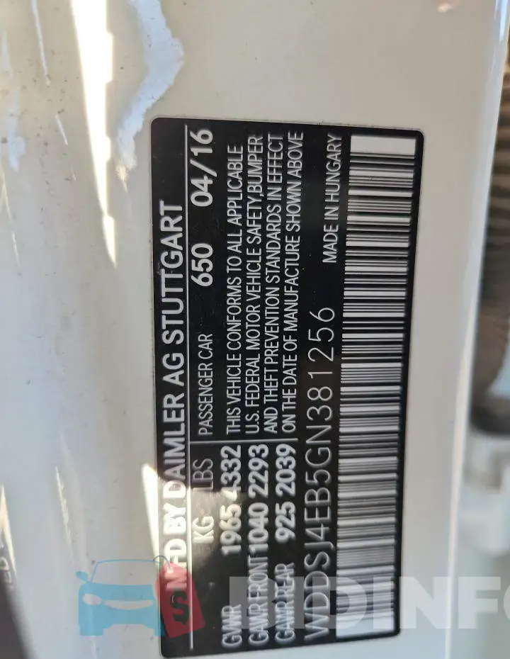 WDDSJ4EB5GN381256 Photo# 12