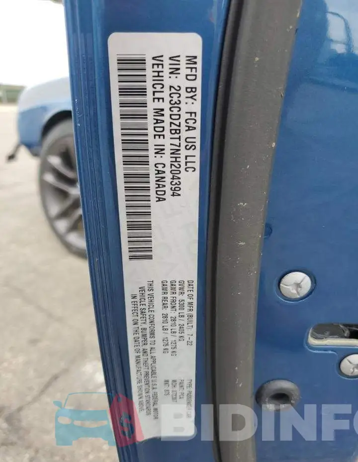 2C3CDZBT7NH204394 Photo# 12