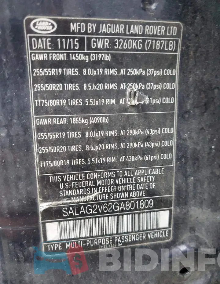 SALAG2V62GA801809 Photo# 13