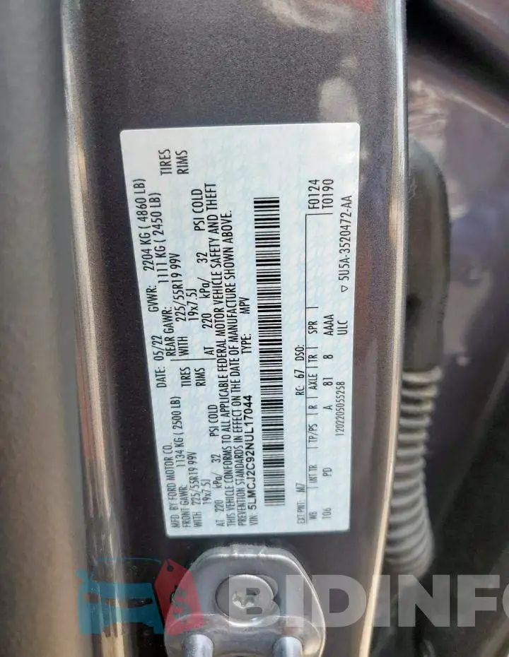 5LMCJ2C92NUL17044 Photo# 13