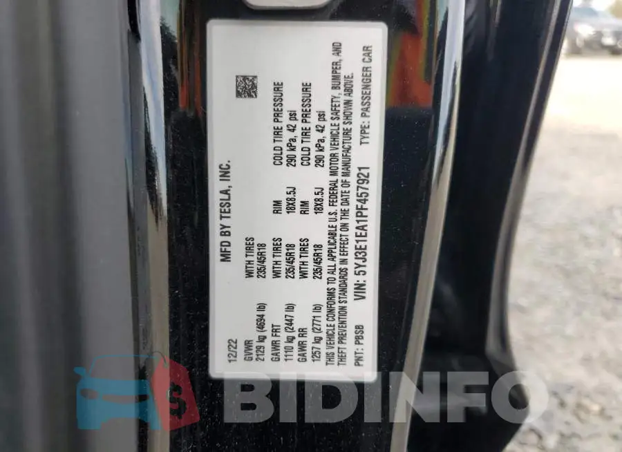 5YJ3E1EA1PF457921 Photo# 12