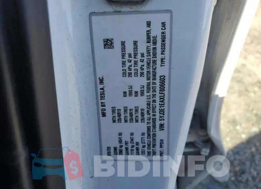 5YJ3E1EAXLF806603 Photo# 12