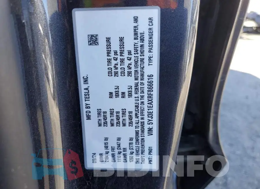 5YJ3E1EAXRF866616 Photo# 13