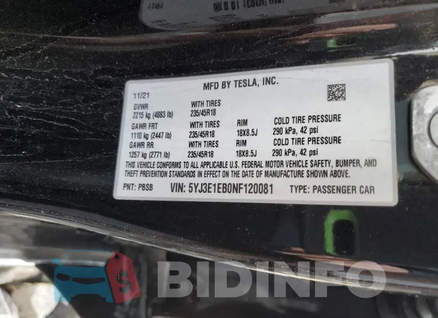 5YJ3E1EB0NF120081 Photo# 13