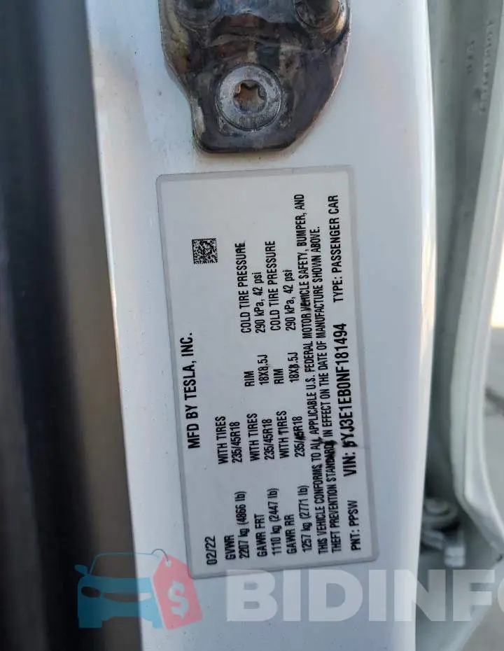 5YJ3E1EB0NF181494 Photo# 13