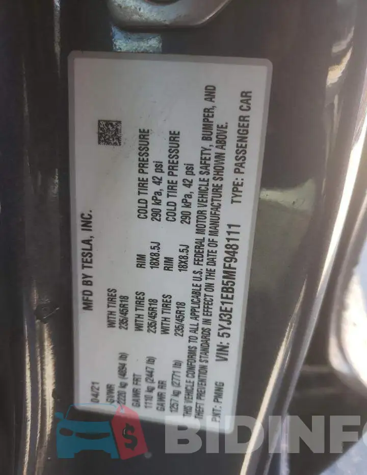 5YJ3E1EB5MF948111 Photo# 12