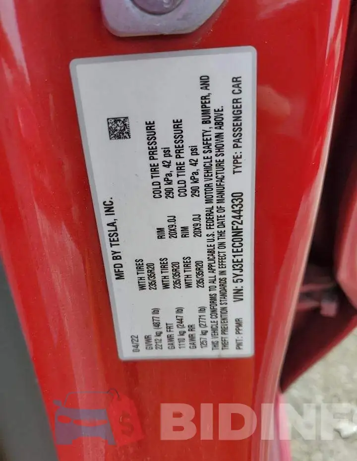 5YJ3E1EC0NF244330 Photo# 13
