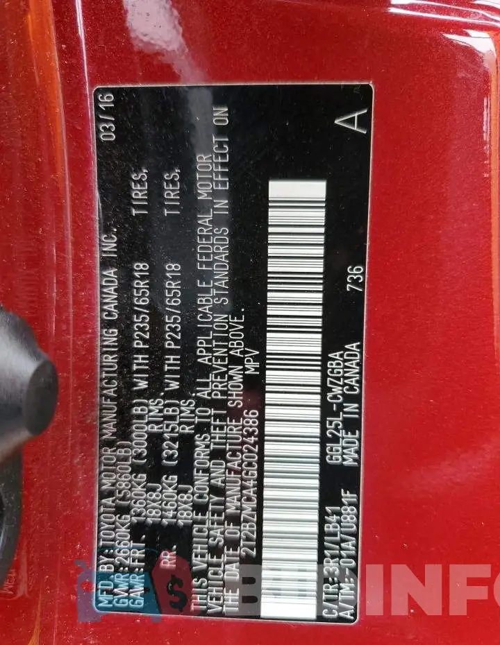 2T2BZMCA4GC024386 Photo# 13