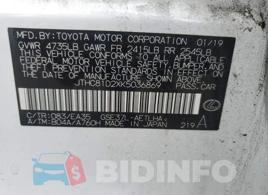 JTHC81D2XK5036869 Photo# 12