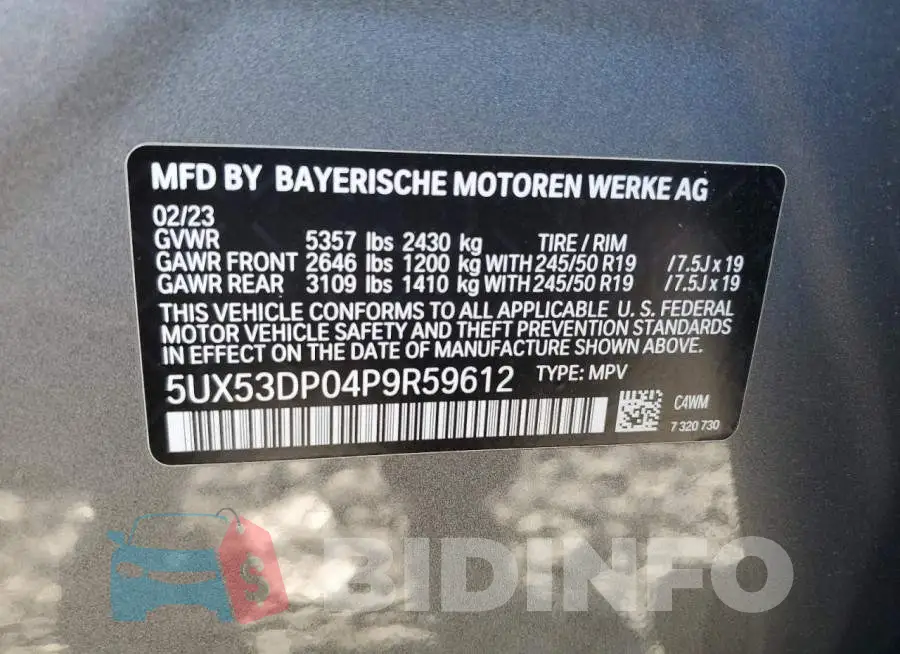 5UX53DP04P9R59612 Photo# 14