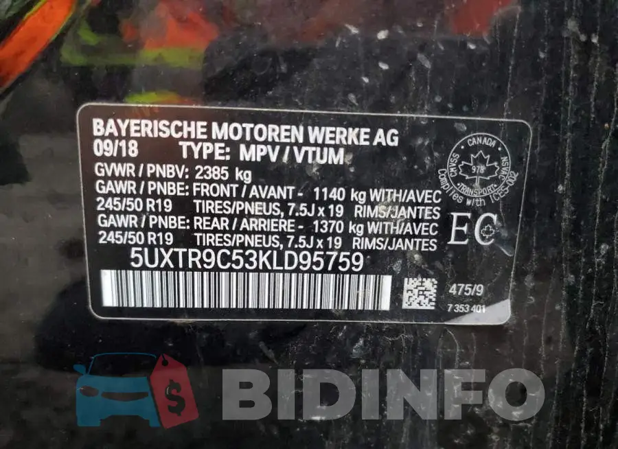 5UXTR9C53KLD95759 Photo# 13
