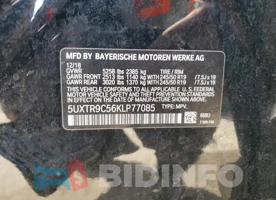 5UXTR9C56KLP77085 Photo# 13