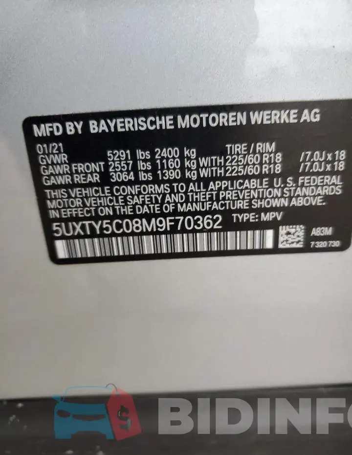 5UXTY5C08M9F70362 Photo# 13