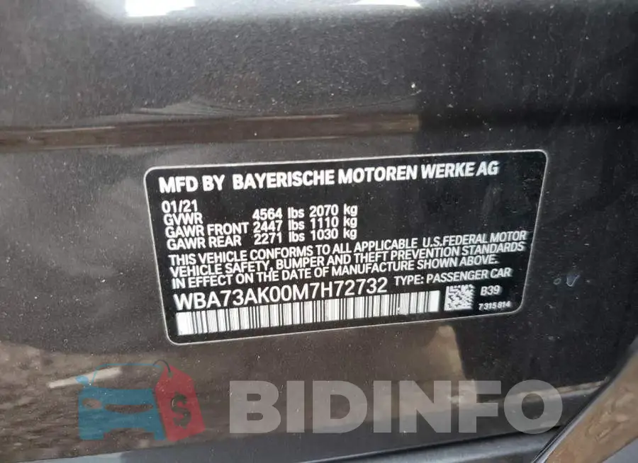 WBA73AK00M7H72732 Photo# 12