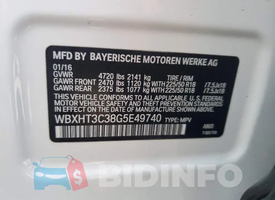 WBXHT3C38G5E49740 Photo# 13