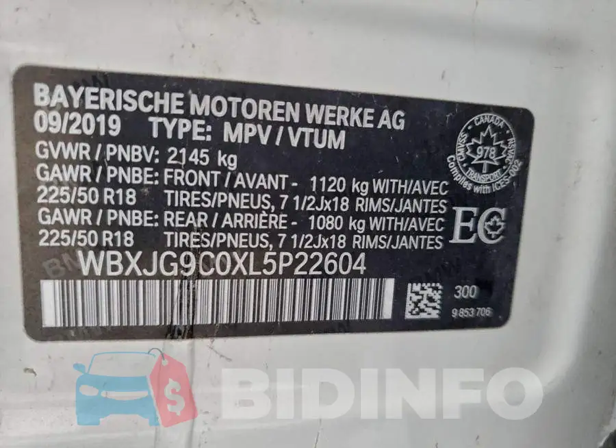 WBXJG9C0XL5P22604 Photo# 12