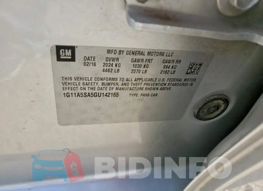 1G11A5SA5GU142165 Photo# 12
