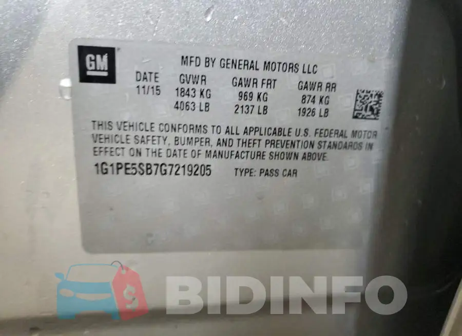 1G1PE5SB7G7219205 Photo# 13