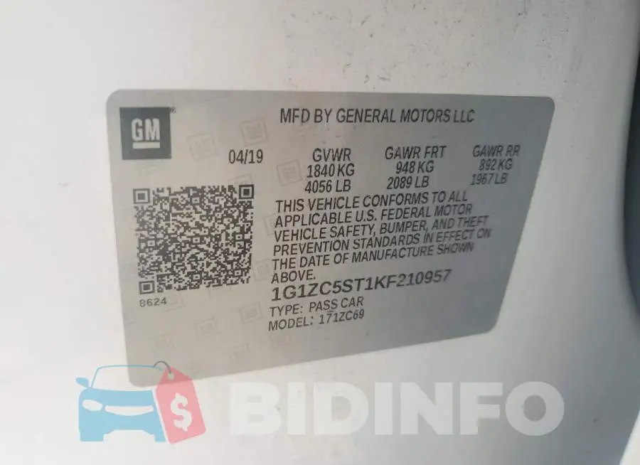1G1ZC5ST1KF210957 Photo# 12