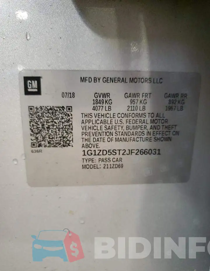 1G1ZD5ST2JF266031 Photo# 12
