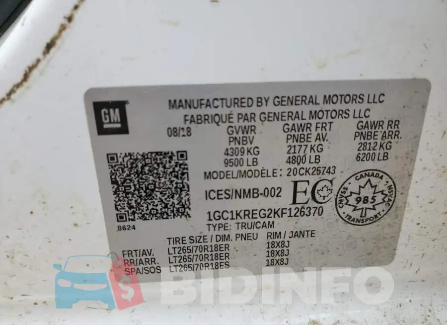 1GC1KREG2KF126370 Photo# 12