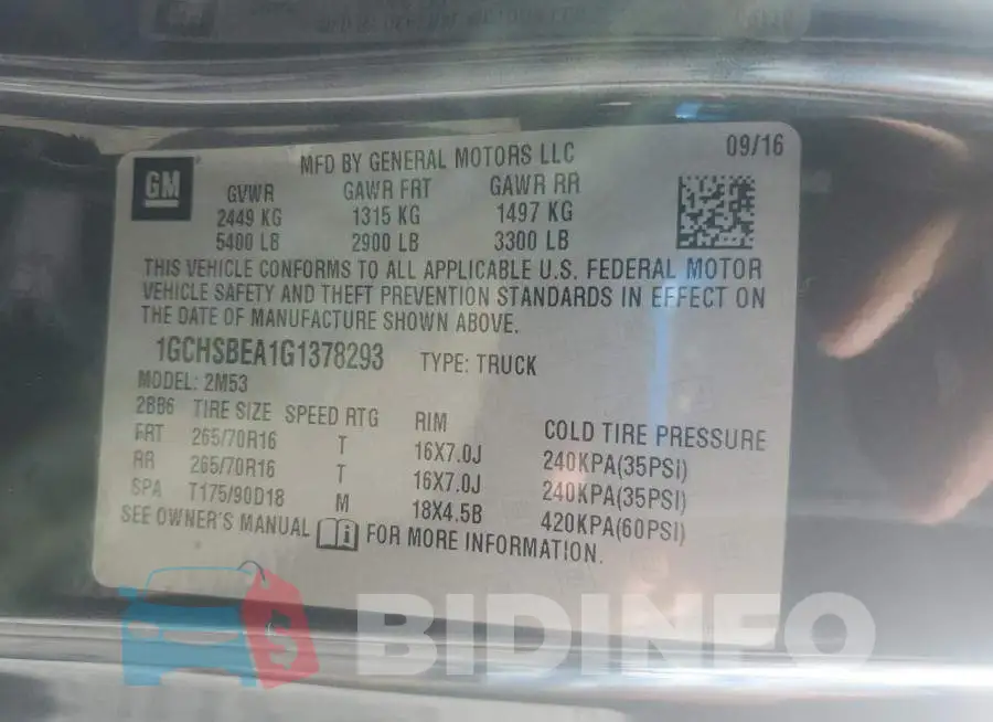 1GCHSBEA1G1378293 Photo# 12