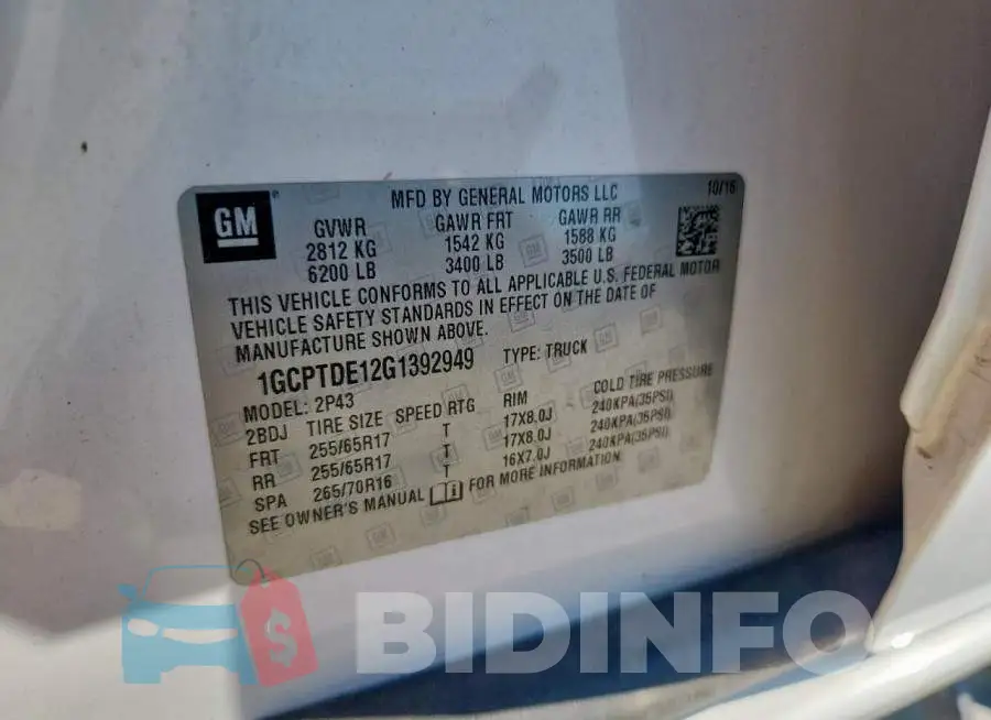 1GCPTDE12G1392949 Photo# 12