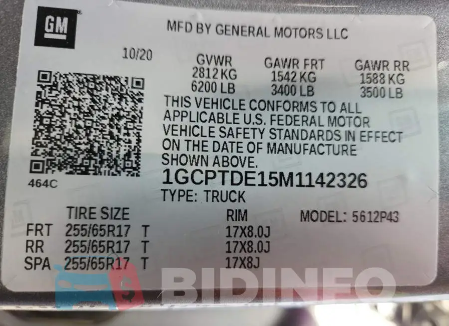 1GCPTDE15M1142326 Photo# 13