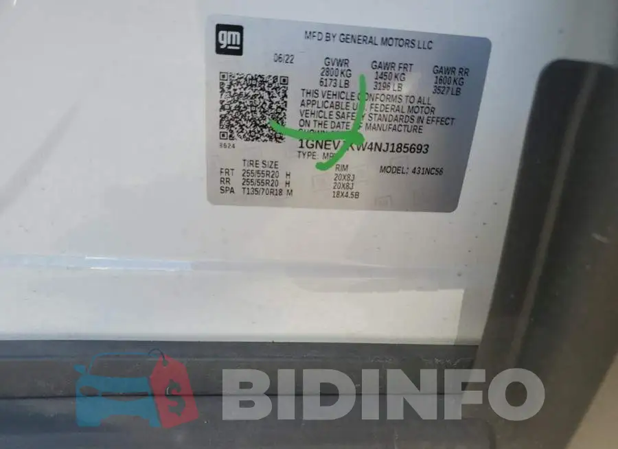 1GNEVJKW4NJ185693 Photo# 12