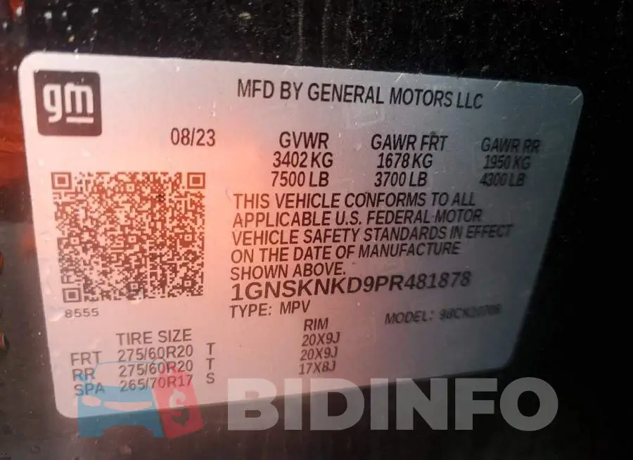 1GNSKNKD9PR481878 Photo# 13