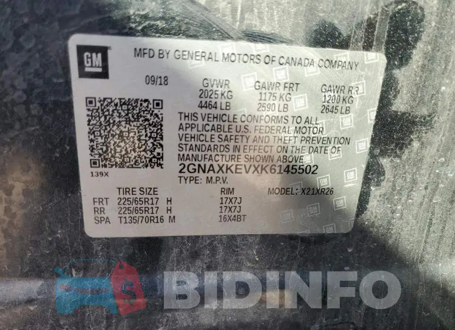 2GNAXKEVXK6145502 Photo# 13