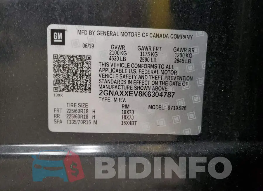 2GNAXXEV8K6304787 Photo# 13