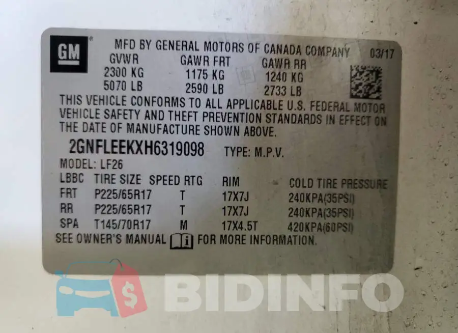 2GNFLEEKXH6319098 Photo# 13