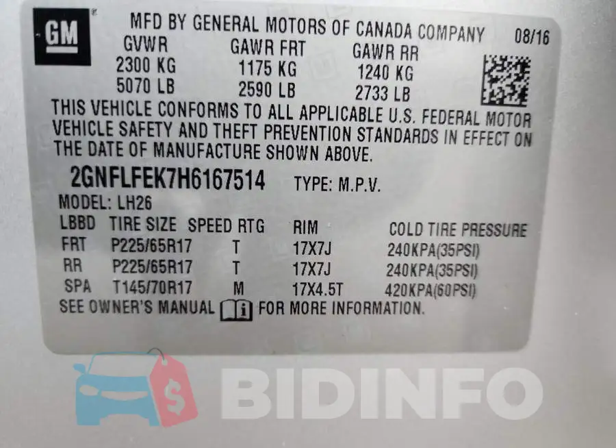 2GNFLFEK7H6167514 Photo# 13