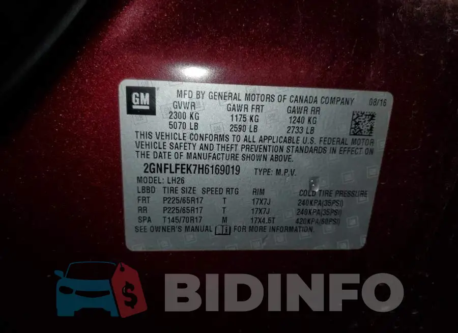 2GNFLFEK7H6169019 Photo# 13