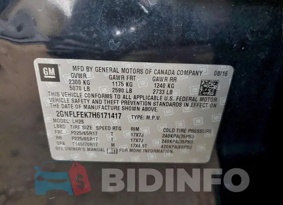 2GNFLFEK7H6171417 Photo# 13