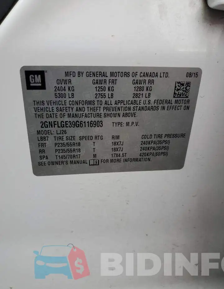 2GNFLGE39G6116903 Photo# 13