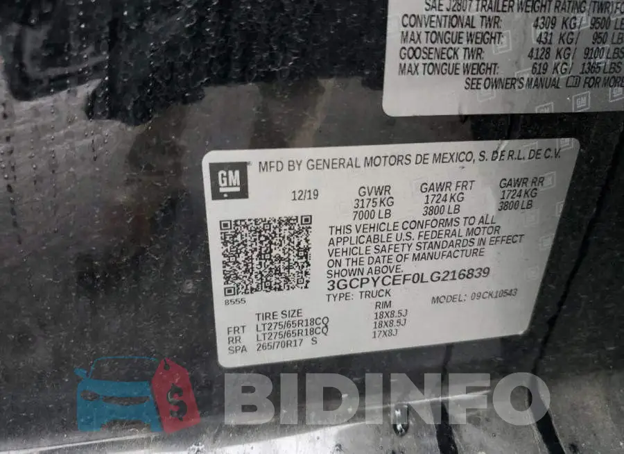 3GCPYCEF0LG216839 Photo# 12