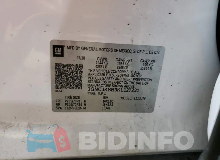 3GNCJKSB3KL127231 Photo# 14